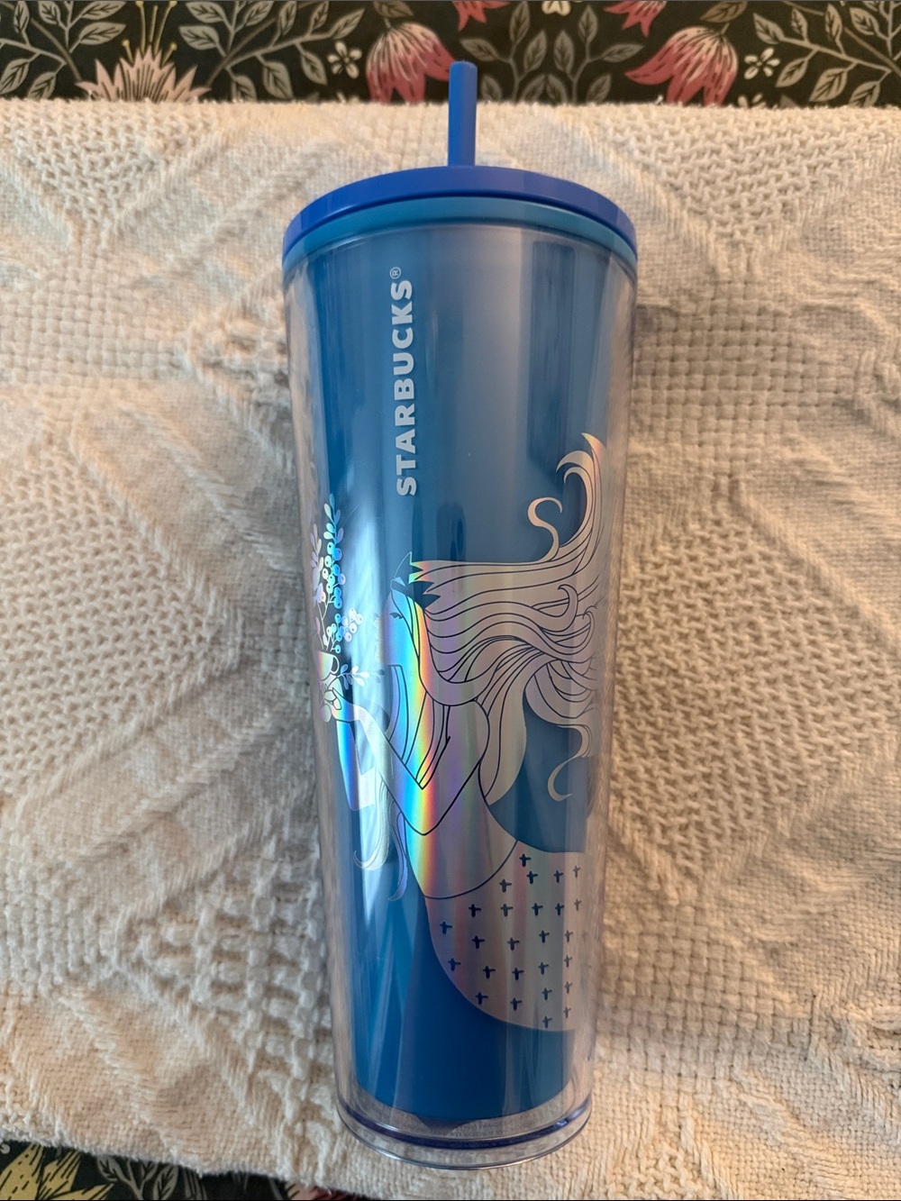 Starbucks Blue Iridescent Mermaid Tumbler with Blue Lid